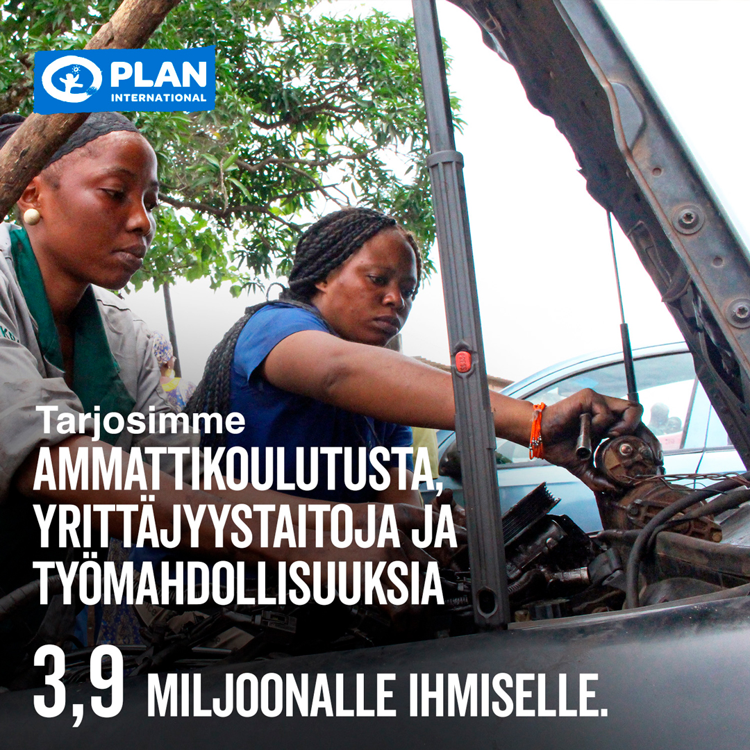 Tarjosimme ammattikoulutusta, yrittäjyystaitoja ja työmahdollisuuksia 3,9 miljoonalle ihmiselle.